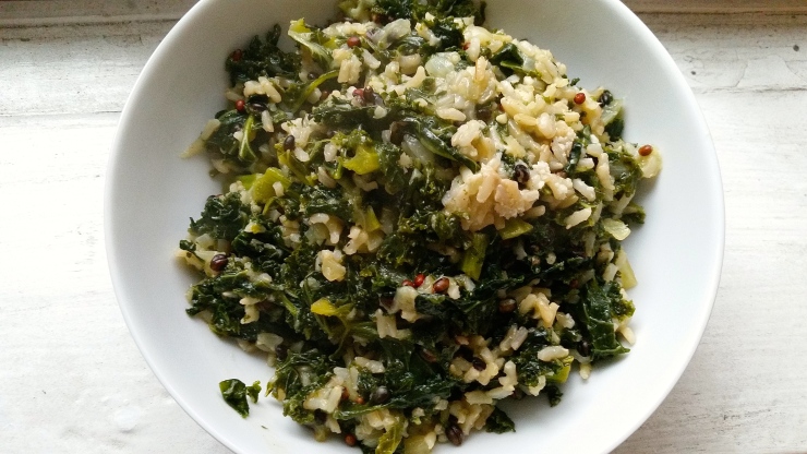 Braised Kale and Parmesan Whole Grain Rice Bowl